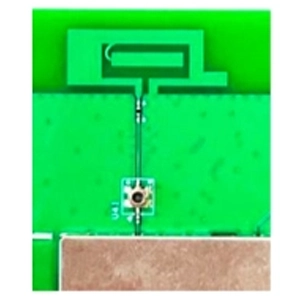 RF PCB layout showing QuantalRF CPL antenna integrated into a wireless circuit board.