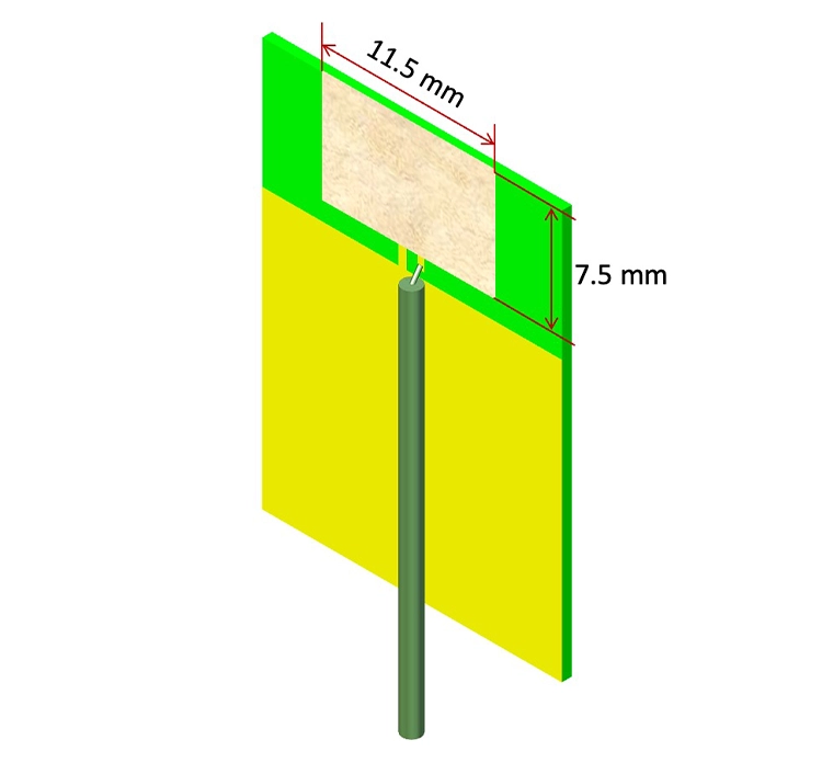 Diagram of QuantalRF DockOn CPL antenna QRA-07001 with dimensions and mounting configuration.