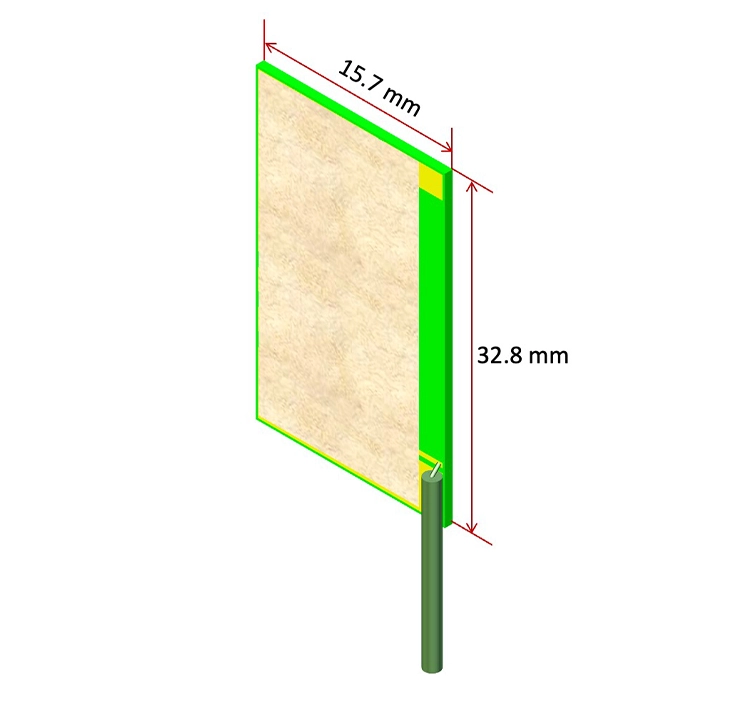 Diagram of QuantalRF DockOn CPL antenna QRC03001 with labeled dimensions and mounting configuration.