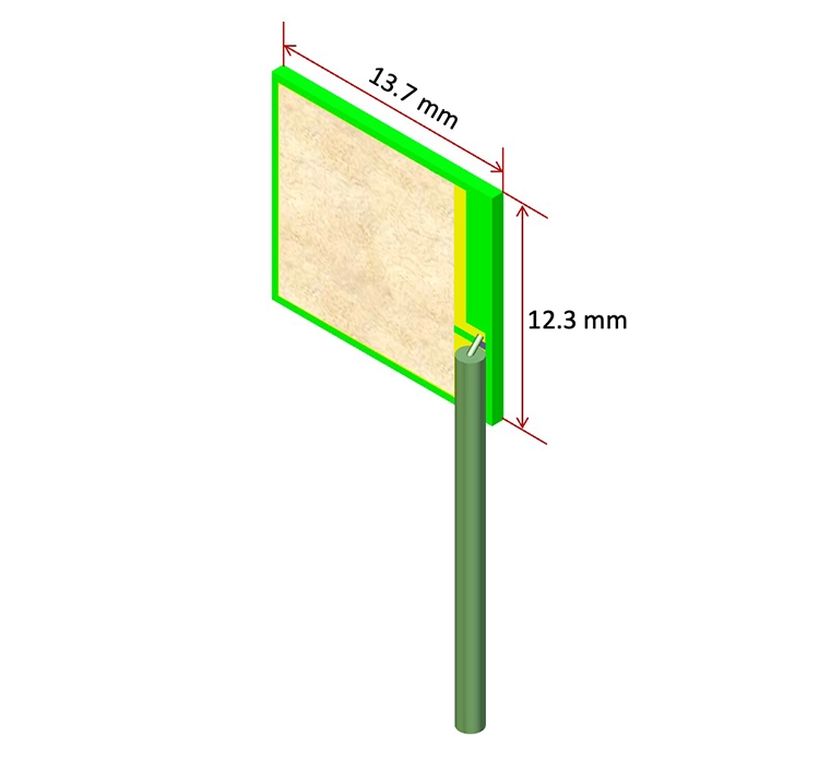 Diagram of QuantalRF DockOn CPL antenna QRC07004 with labeled dimensions and compact antenna structure.